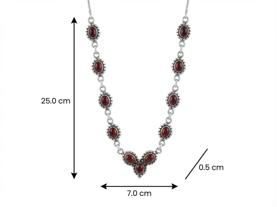 Oval Garnet Cabochons Sterling Silver Y-Necklace - photo 3