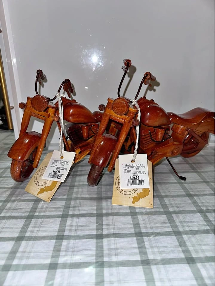 Homesense Wooden Motorcycle Decor Set of 2