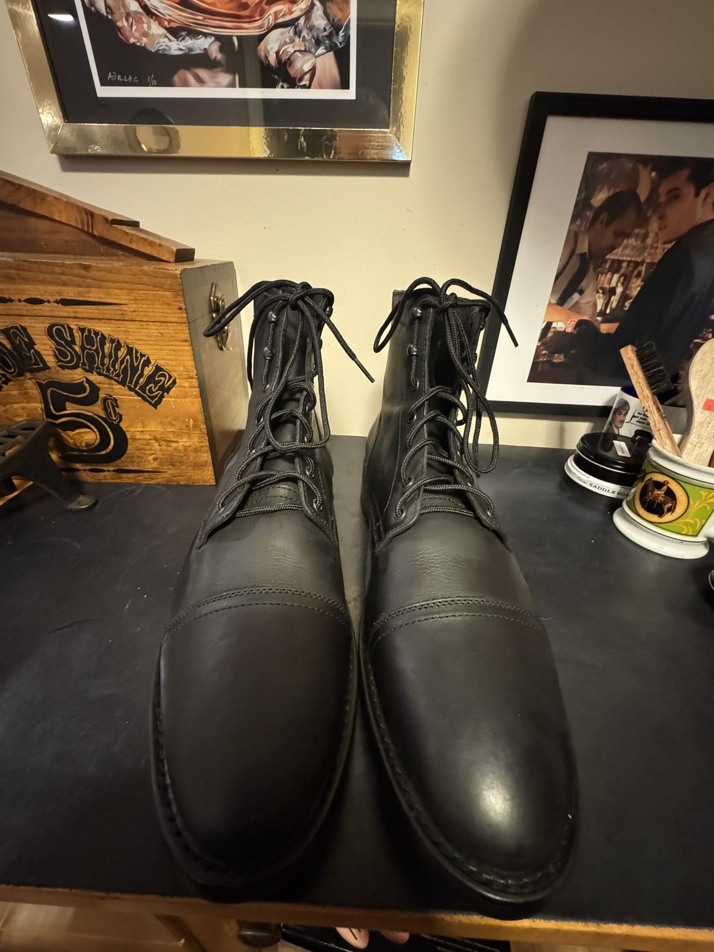 Men’s Boots Size 16. Thursday Boots “Captain” – Black Leather