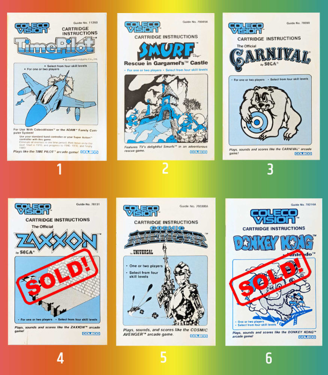 Colecovision Original Game Manuals