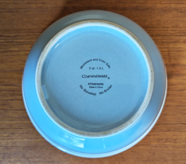 2qt Corningware Stoneware Robin Egg Blue Mixing Bowl - photo 3