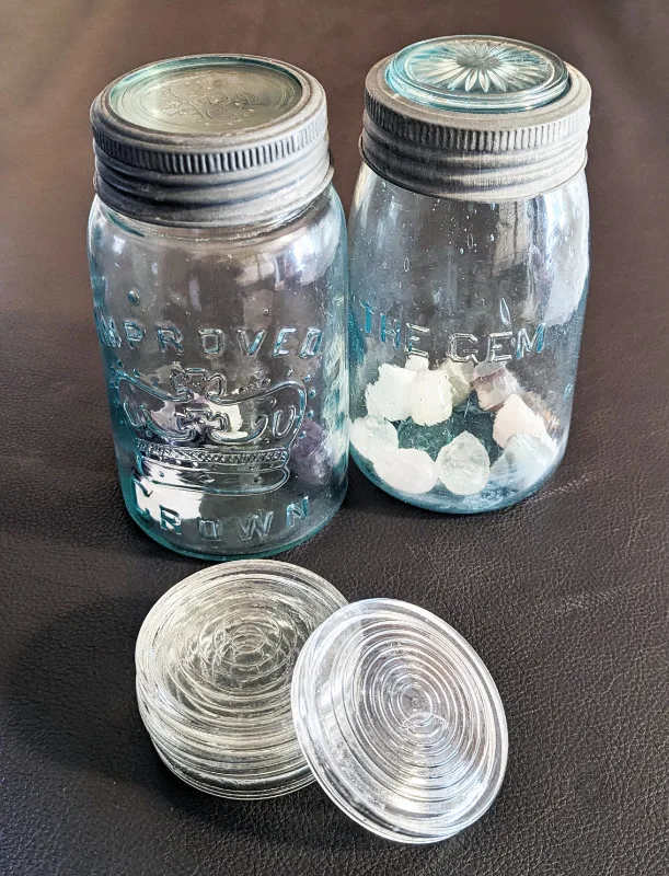 Crown and Unmarked - Vintage Glass Canning Jar Lid - Lot of 4 thumbnail