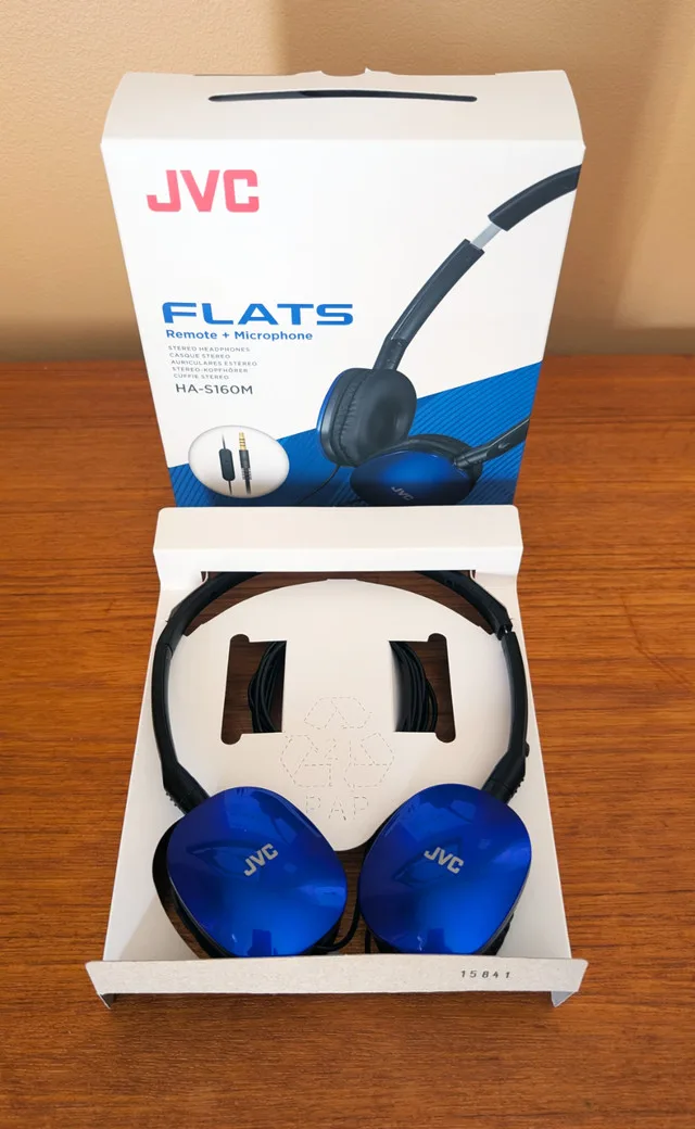 JVC FLATS HA-S160M Headphones (Wired) Black/Blue image indicator(3)