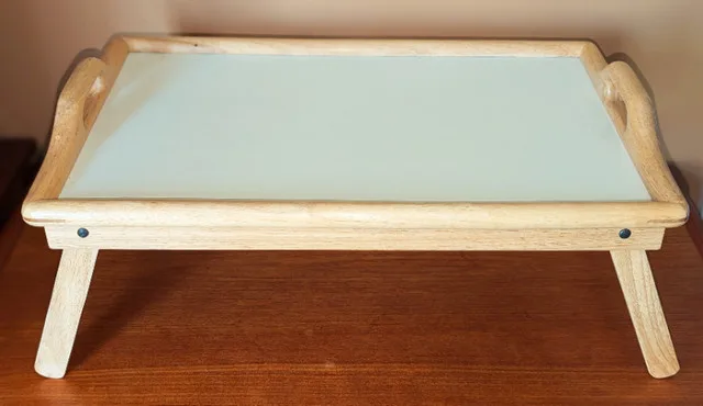 Wood Breakfast Bed Tray with Handle Foldable Legs thumbnail