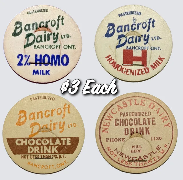 Vintage - 1940's - Bancroft & Newcastle Milk Bottle Caps thumbnail