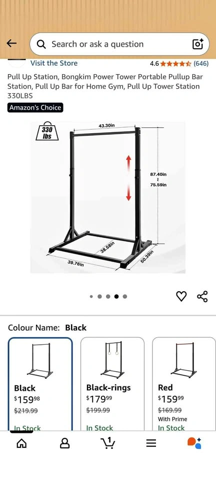 Pull up bar adjustable freestanding