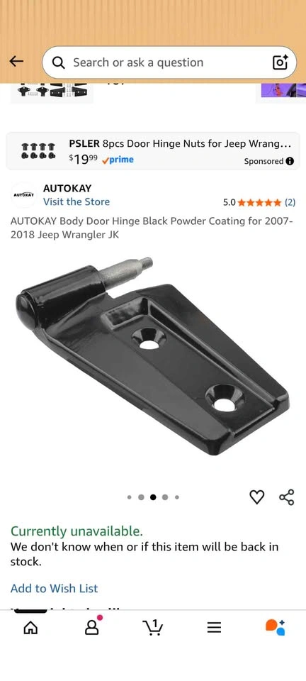 Jeep Wrangler JK Door Hinge Set 2007-2018 Black - photo 3