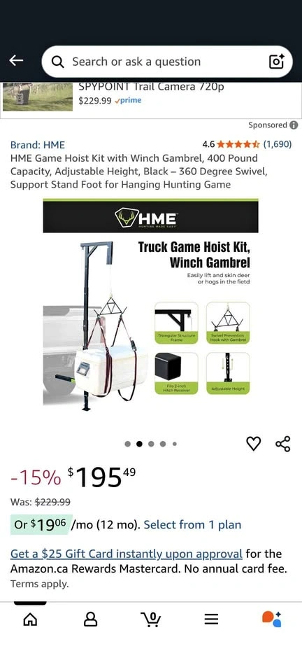 HME Game Hitch Hoist