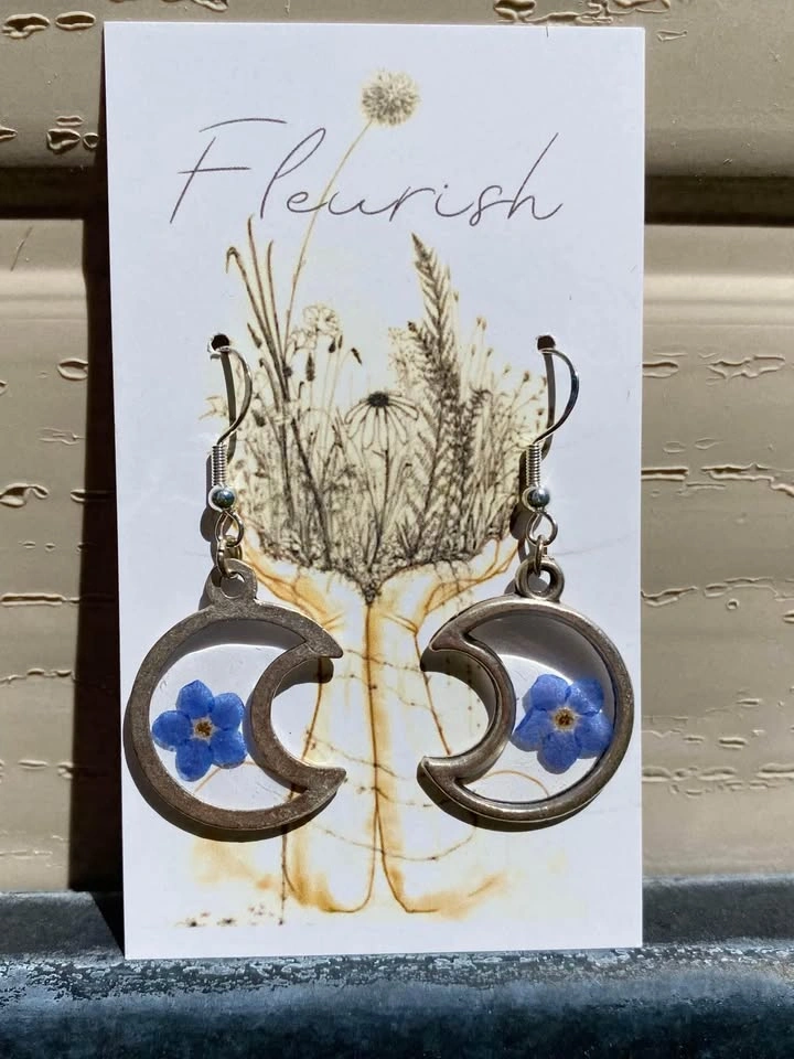 Forget-me-not moon earrings - photo 2