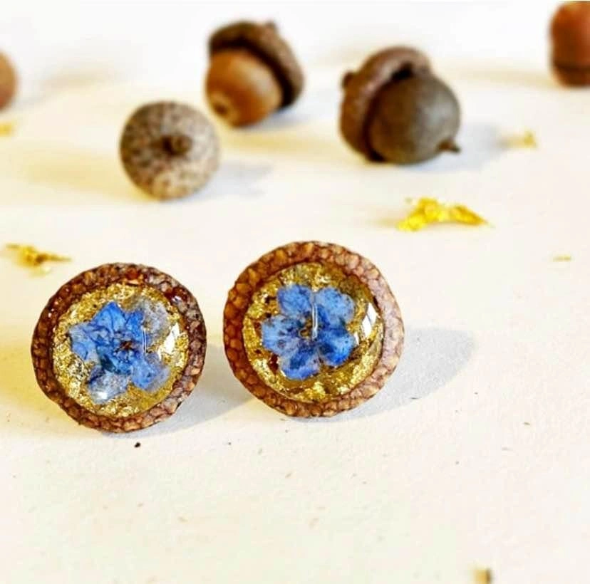 Forget-me-not Acorn Earrings