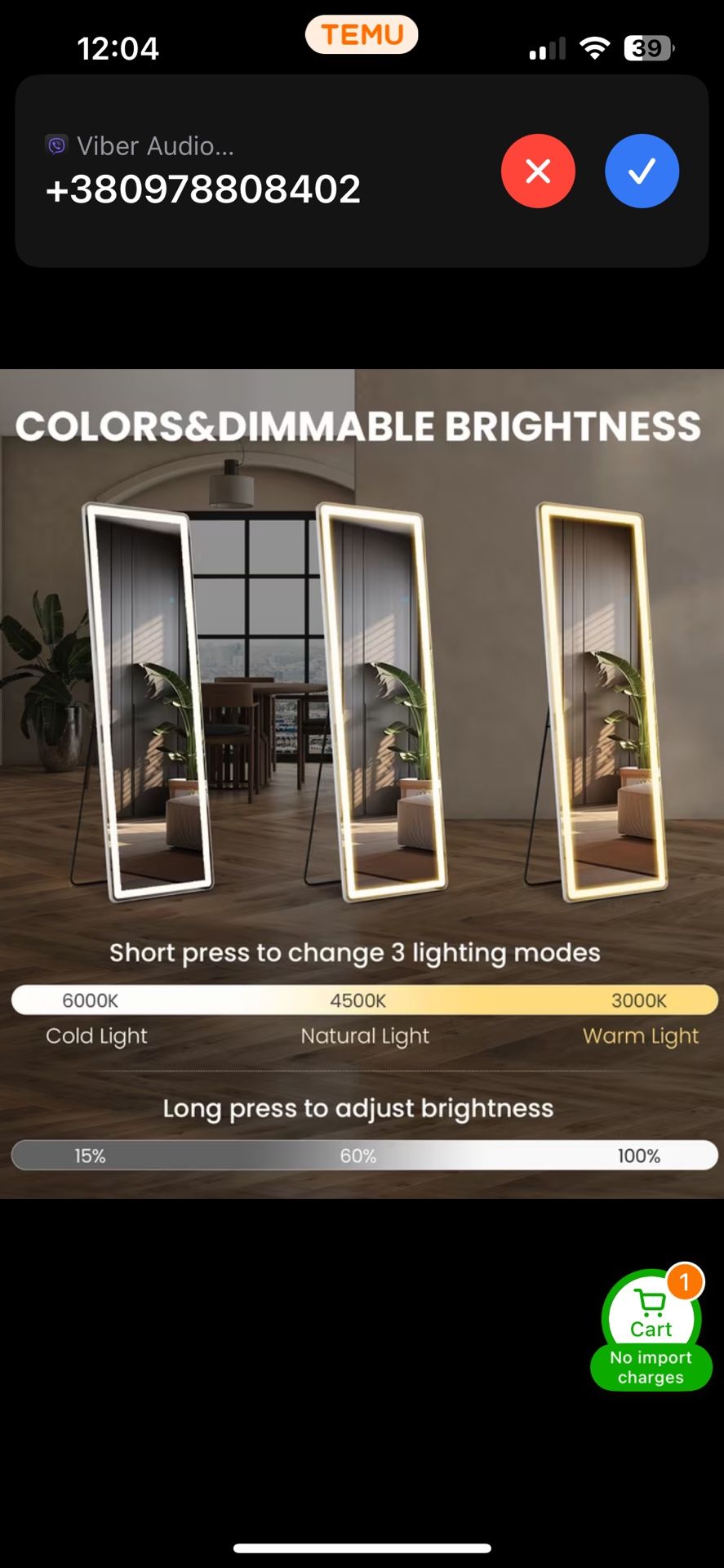 Full Length LED Mirror 71"x26" – Bright, Modern & Stylish - photo 4