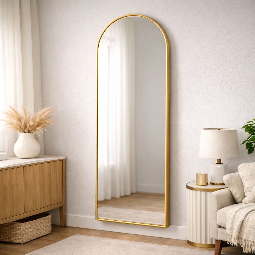 Full-Length Arched Mirror – Gold Frame - photo 2