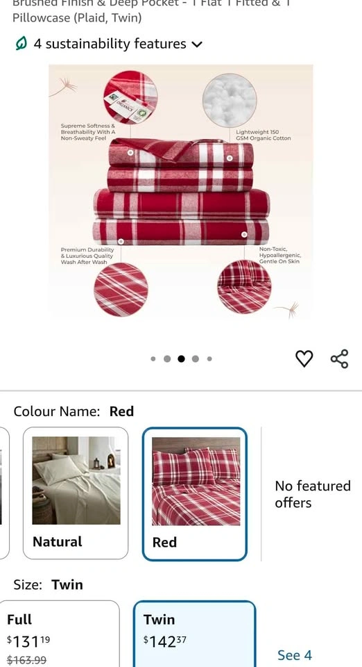 Organic Cotton Flannel Sheet Set (Twin) | Brand New - photo 2