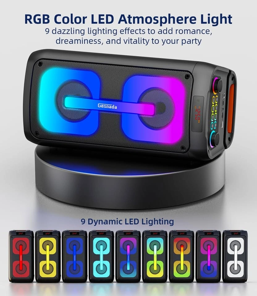 Gesnada Portable Karaoke Machine w/ 2 Mics RGB Lights - photo 4
