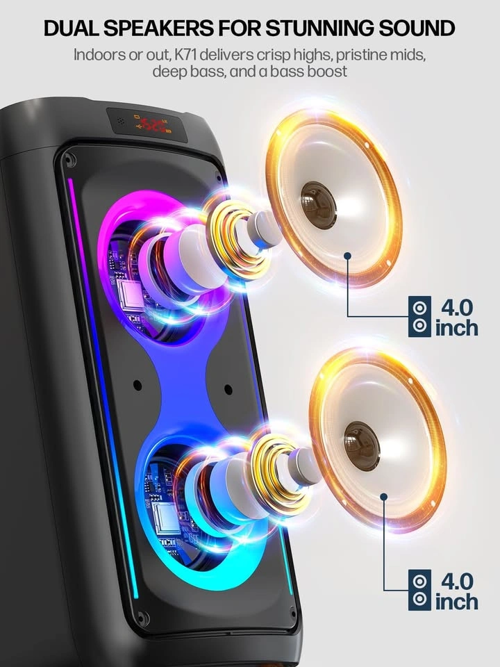 Portable Karaoke Machine Speaker System w/ 2 Wireless Mics - photo 3