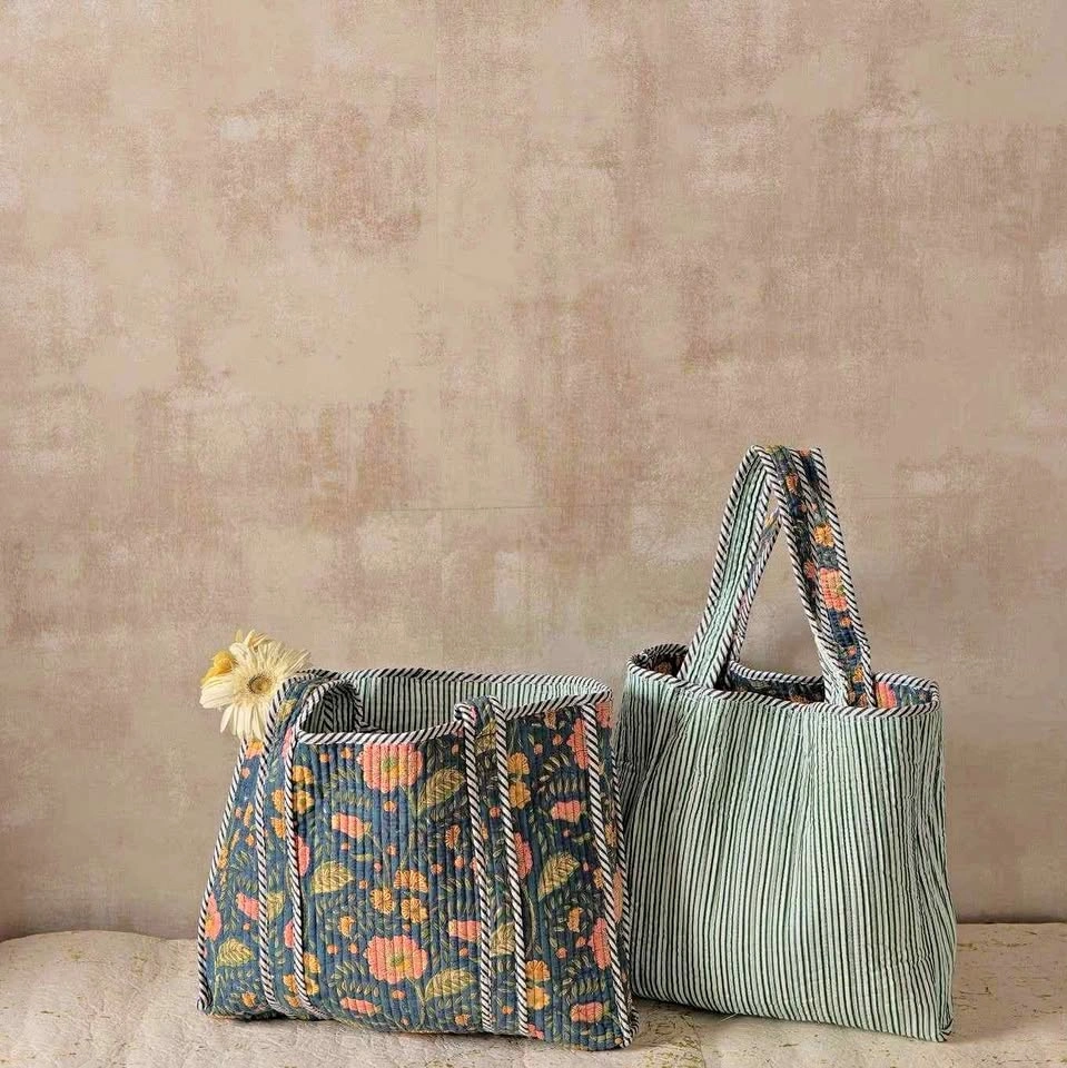 Handmade Quilted Tote Bags - Floral & Striped