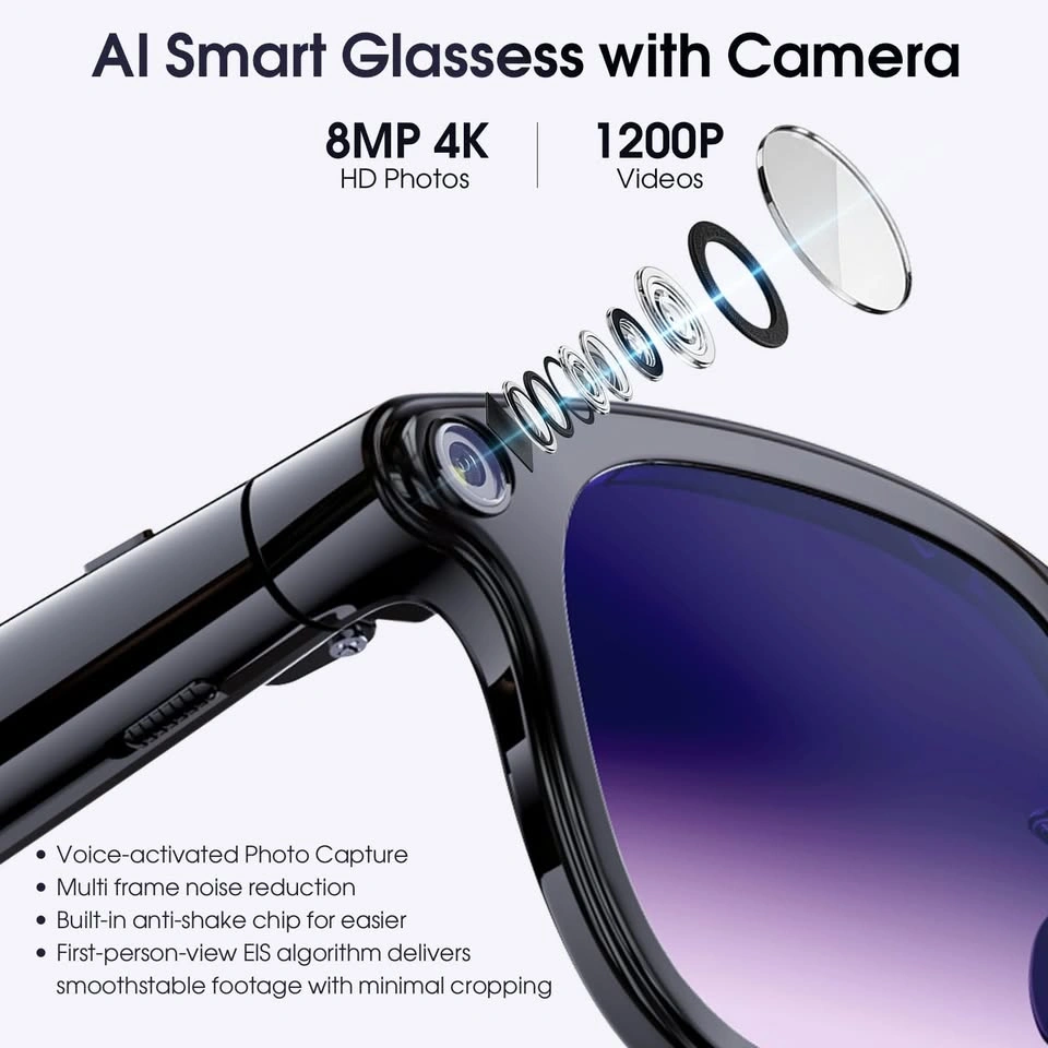 AI Smart Glasses with Camera, 8MP, 4K HD Video - photo 3