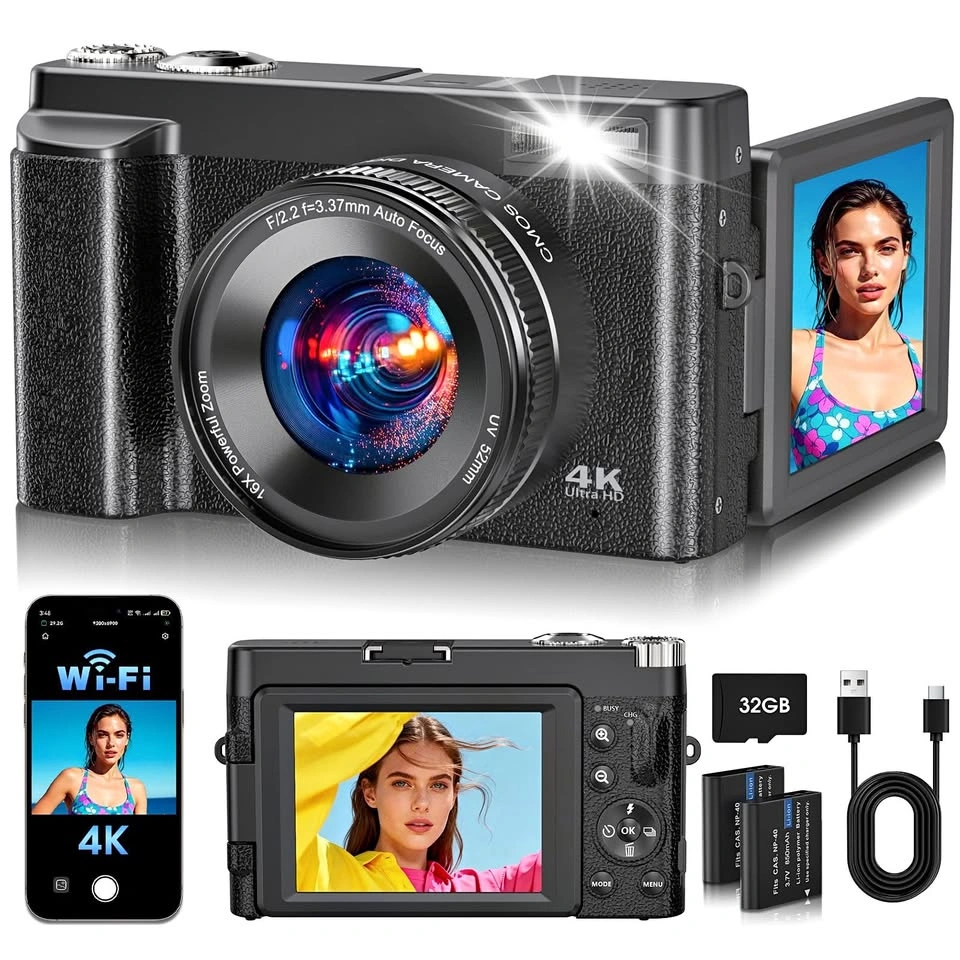 4K Vlogging Camera with WiFi & 180° Flip Screen