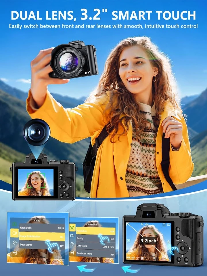 8K Digital Camera, 88MP WiFi Cameras, 3.2" Touchscreen, 16X Zoom - photo 4