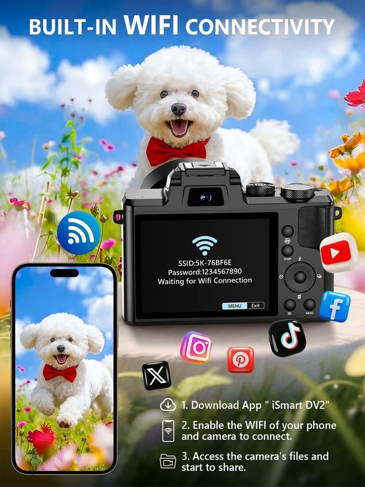 8K Digital Camera, 88MP WiFi Cameras, 3.2" Touchscreen, 16X Zoom - photo 5