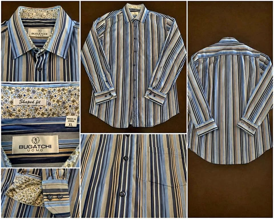 Bugatchi Uomo Striped Dress Shirt XL