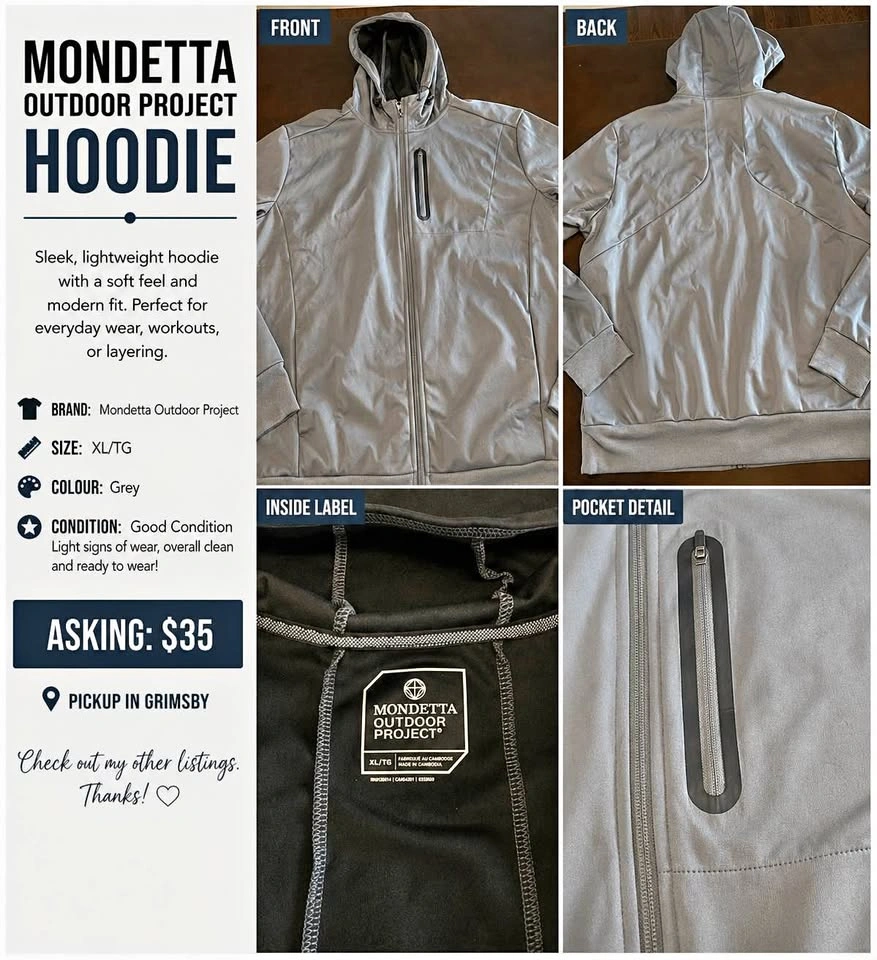 Mondetta Outdoor Project Hoodie Size XL $35