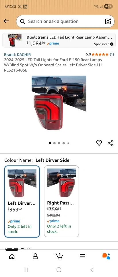 2024-2025 Ford F-150 LED Tail Light (Left Driver Side) - NEW - photo 2