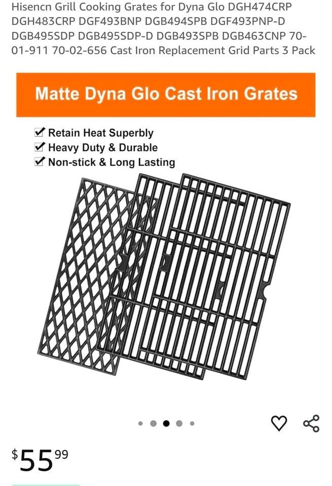 🔥 Cast Iron Grill Grates (3-Pack) for Dyna-Glo | Brand New 🔥 - photo 2