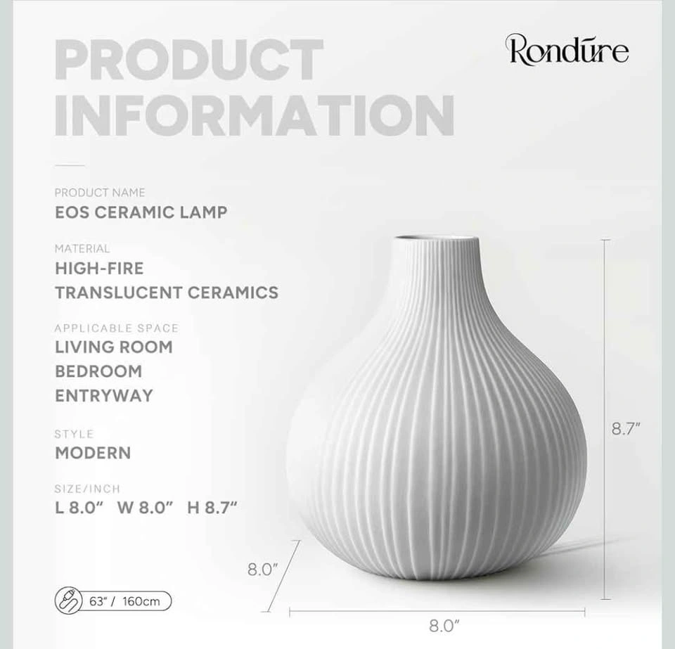 Modern Ceramic Table Lamp (Bulb Included) | Brand New Open Box - photo 3