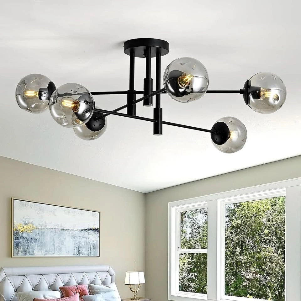 SZXYKEJI 6-Light Glass Globe Sputnik Chandelier