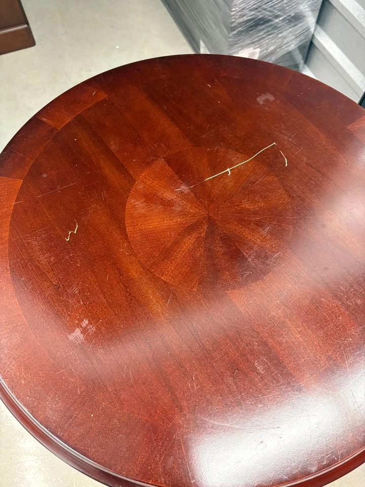 Solid Wood Round End Table | Cherry Finish | Two-Tier Shelf - photo 2