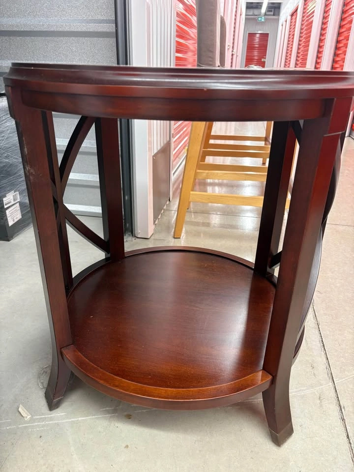Solid Wood Round End Table | Cherry Finish | Two-Tier Shelf - photo 3