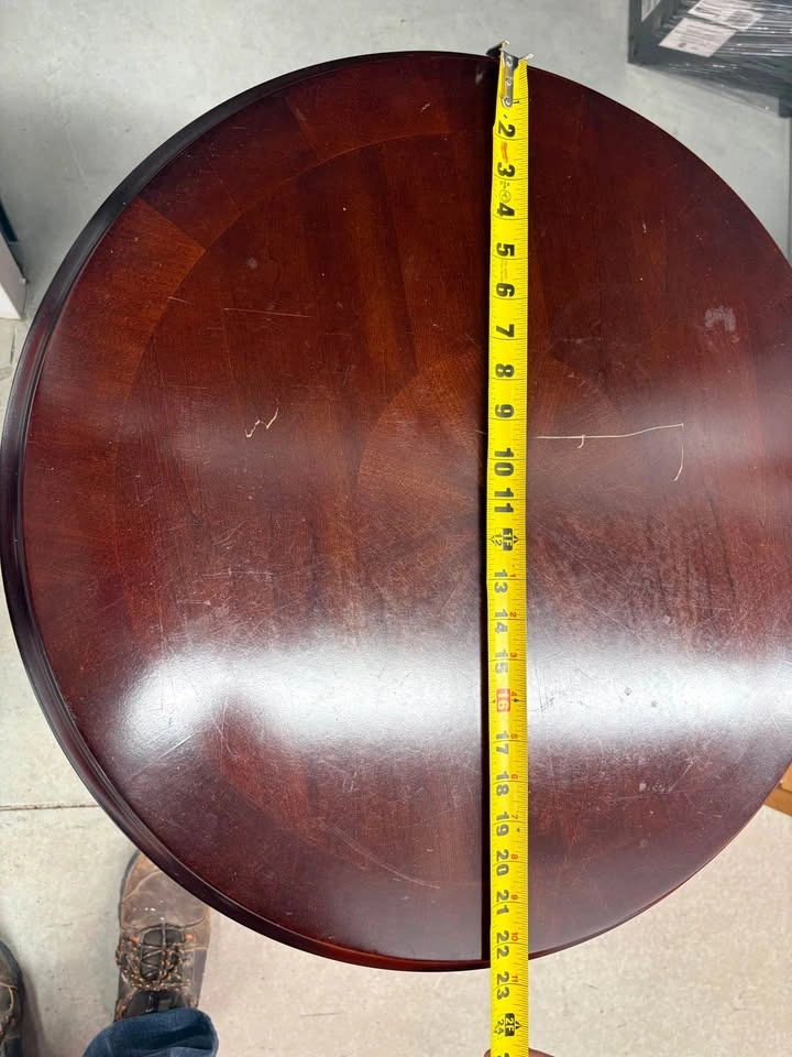 Solid Wood Round End Table | Cherry Finish | Two-Tier Shelf - photo 4