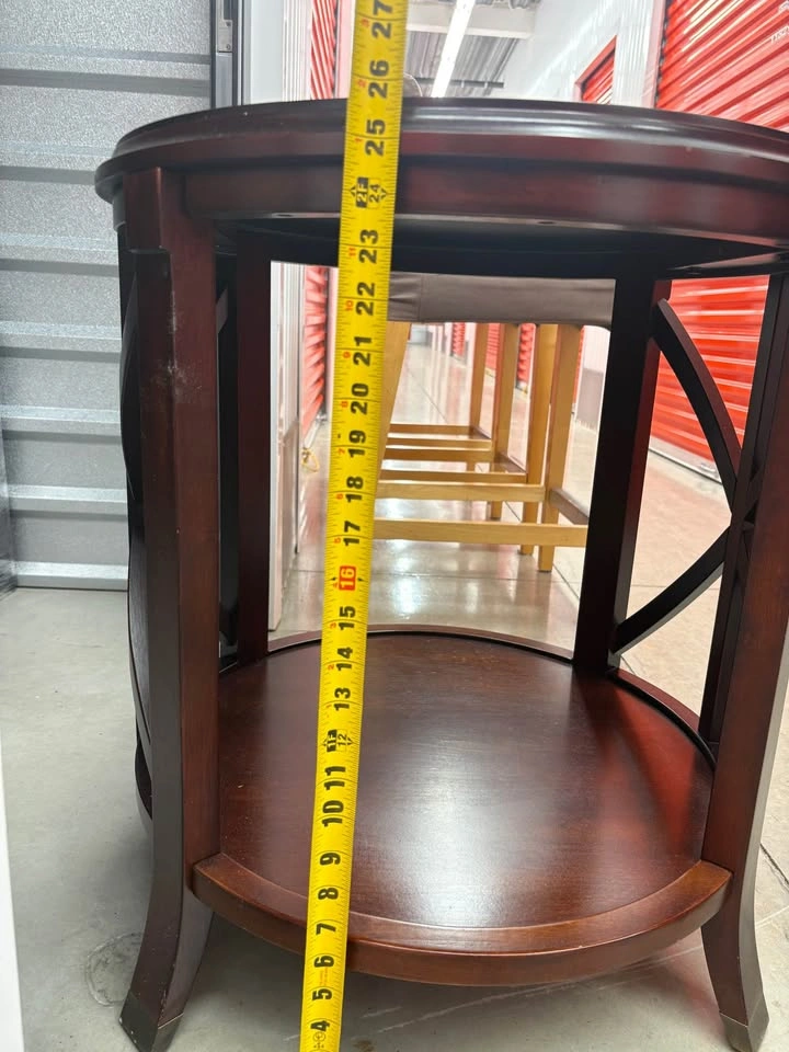 Solid Wood Round End Table | Cherry Finish | Two-Tier Shelf - photo 5