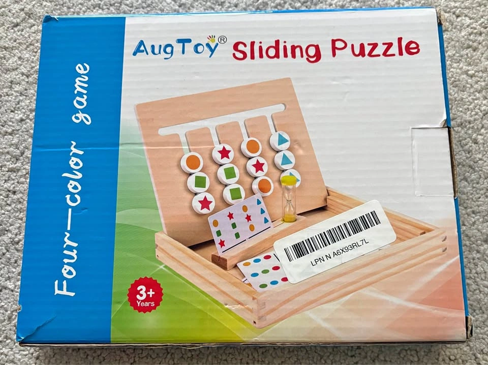 Montessori Preschool Toys, Wooden Slide Puzzle Board