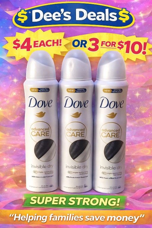 Dove Deodorant Spray 3 For $10