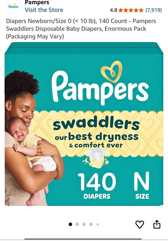 Pampers Swaddlers Newborn Diapers - Size 0, 140 Count
