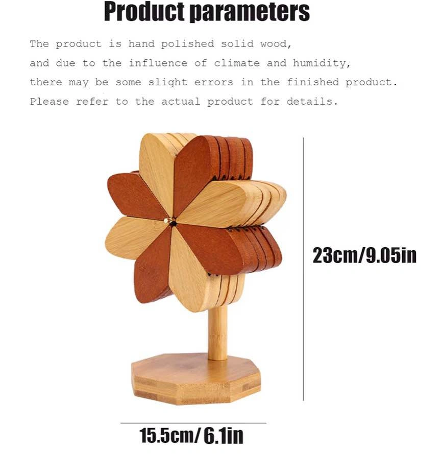 Eco-Friendly Bamboo Windmill Trivet & Coaster Set - 5 Piece - photo 3