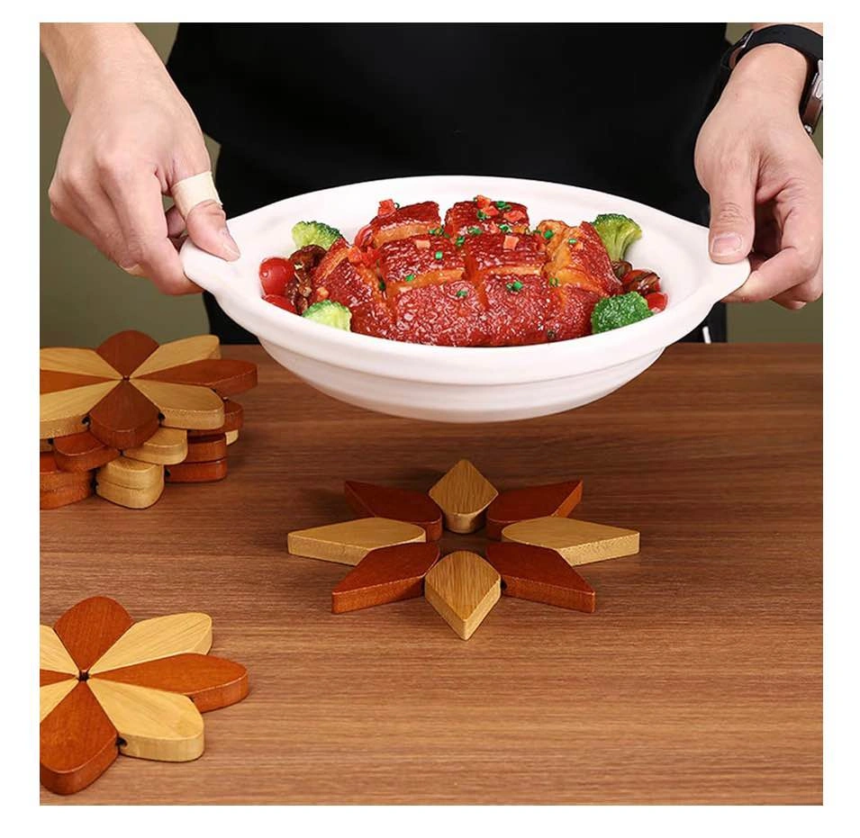 Eco-Friendly Bamboo Windmill Trivet & Coaster Set - 5 Piece - photo 4