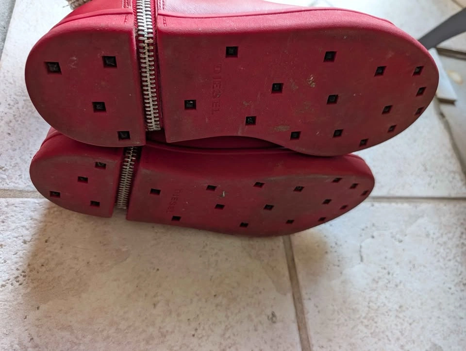 Diesel Red High Top Zipper Sneakers Size 12 Men's - photo 2