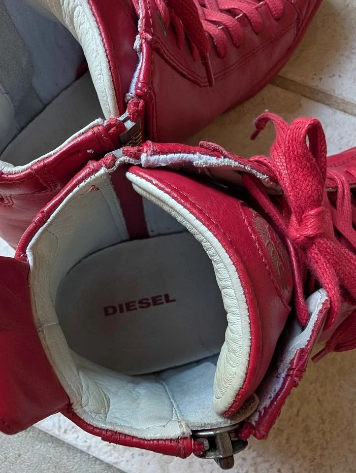 Diesel Red High Top Zipper Sneakers Size 12 Men's - photo 4