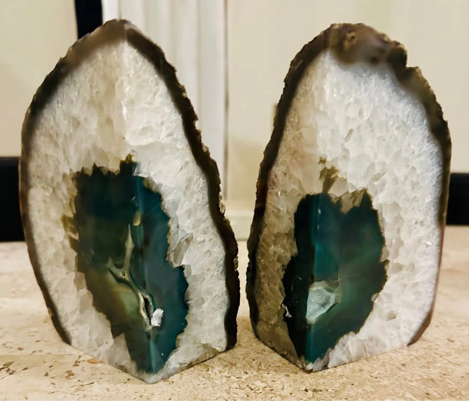 Natural Agate Geode Pair Bookends - photo 2