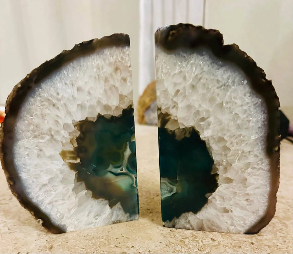 Natural Agate Geode Pair Bookends - photo 3