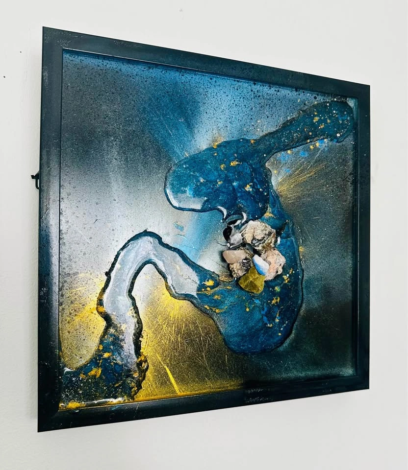 Dual Panel Abstract Set | Original Mixed Media on Glass (Set of - photo 2
