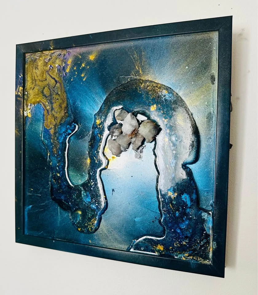 Dual Panel Abstract Set | Original Mixed Media on Glass (Set of - photo 3