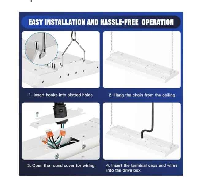 LED Linear Shop Lights 200/150/100W, 30000LM, 4-Pack - photo 3