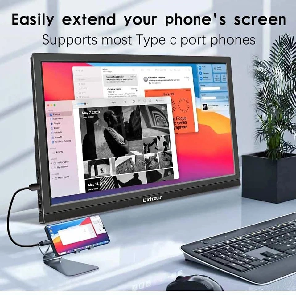 17.3 Inch Portable Monitor HDMI USB-C Kickstand Speakers