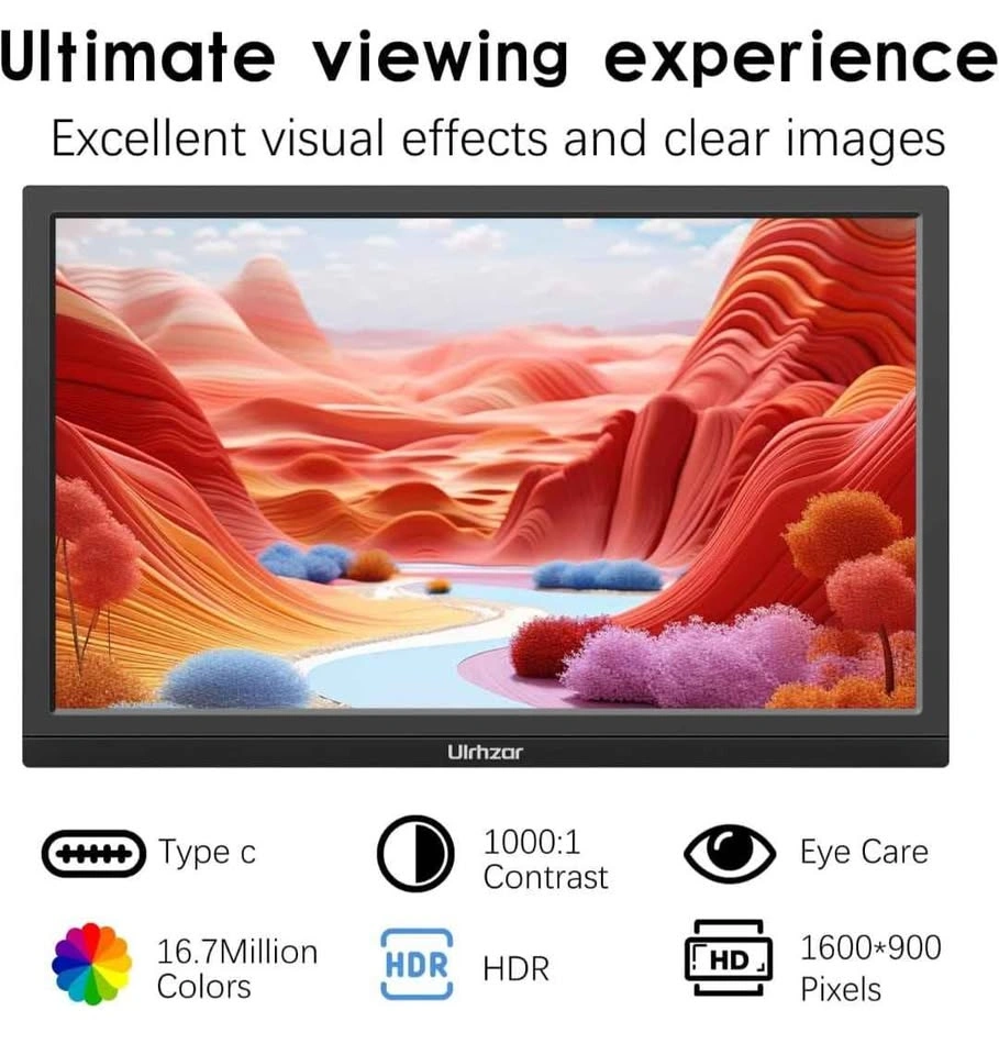 17.3 Inch Portable Monitor HDMI USB-C Kickstand Speakers - photo 5