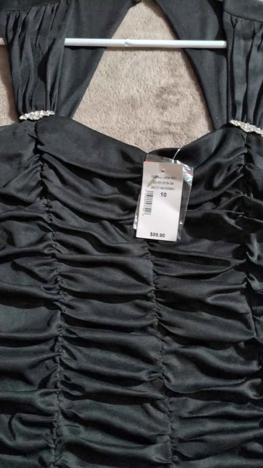 Black Ruched Dress w Rhinestone Detail - photo 2