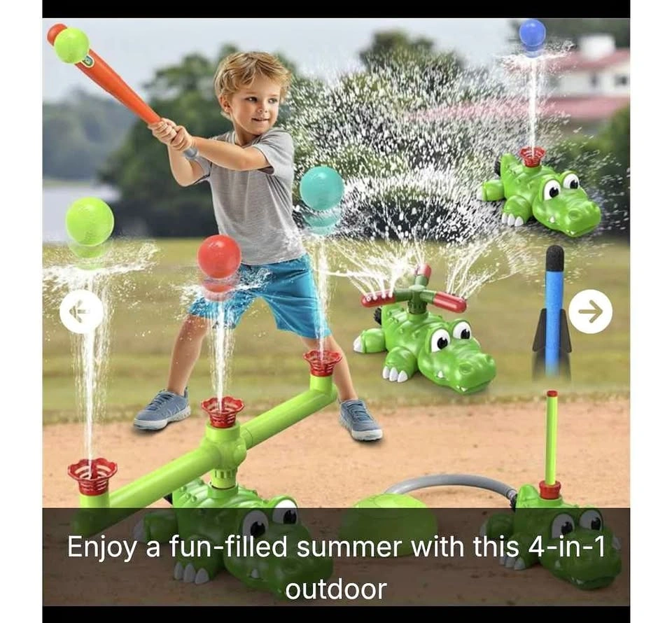 New Outdoor Crocodile Sprinkler 4 in 1 Water Toy Set